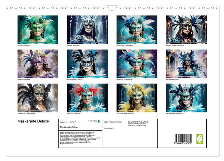 Produktbild: Maskerade Deluxe (Wandkalender 2026 DIN A3 quer), CALVENDO Monatskalender