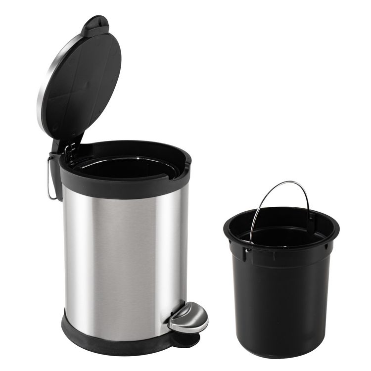 Produktbild: HTI-Living Treteimer Jannik 5L Silber/Schwarz Treteimer Jannik 5L Silber/Schwarz