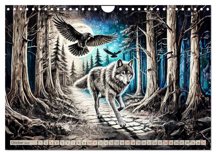 Produktbild: Die Eleganz der W&ouml;lfe - Mythische Begegnungen in der Natur (Wandkalender 2026 DIN A4 quer), CALVENDO Monatskalender