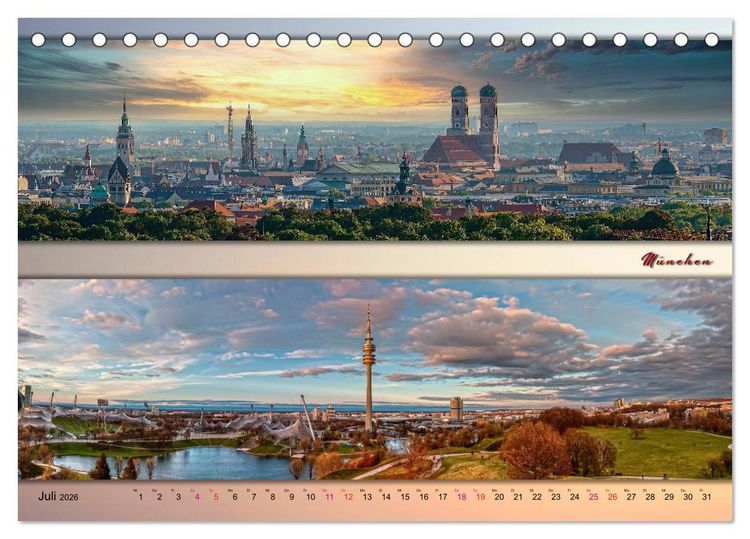 Produktbild: Faszinierende St&auml;dte in Deutschland - Panoramen (Tischkalender 2026 DIN A5 quer), CALVENDO Monatskalender