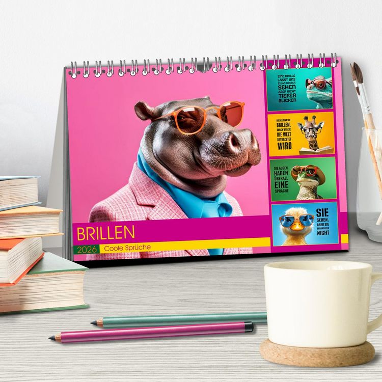 Produktbild: BRILLEN - coole Spr&uuml;che (Tischkalender 2026 DIN A5 quer), CALVENDO Monatskalender