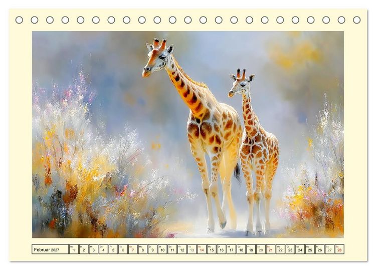 Produktbild: Giraffen. Anmut in weiter Landschaft (Tischkalender 2027 DIN A5 quer), CALVENDO Monatskalender