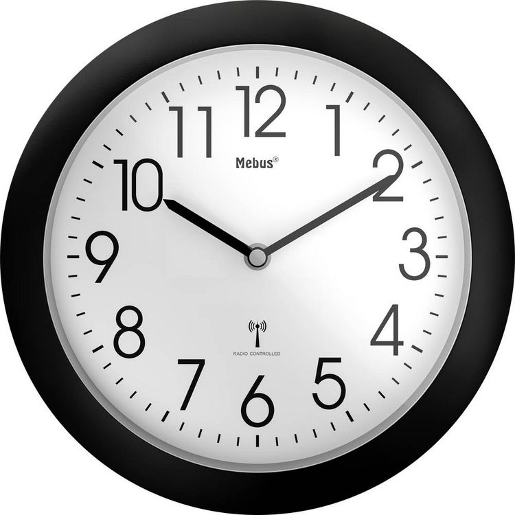 Produktbild: Mebus 52450 Funk Wanduhr 26cm x 26cm x 26cm x 4.5mm Schwarz
