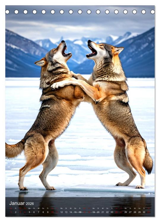 Produktbild: Der Wolf - Sehnsucht Freiheit Kraft (Tischkalender 2026 DIN A5 hoch), CALVENDO Monatskalender