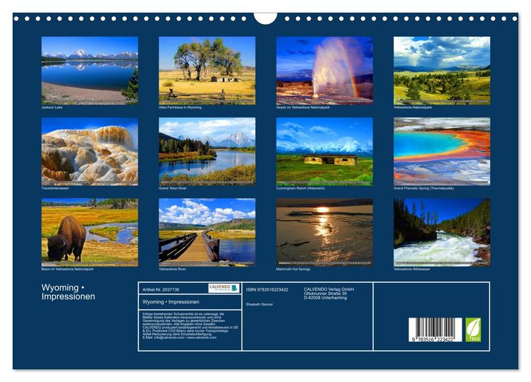Produktbild: Wyoming &bull; Impressionen (Wandkalender 2026 DIN A3 quer), CALVENDO Monatskalender