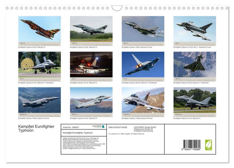 Produktbild: Kampfjet Eurofighter Typhoon (Wandkalender 2026 DIN A3 quer), CALVENDO Monatskalender