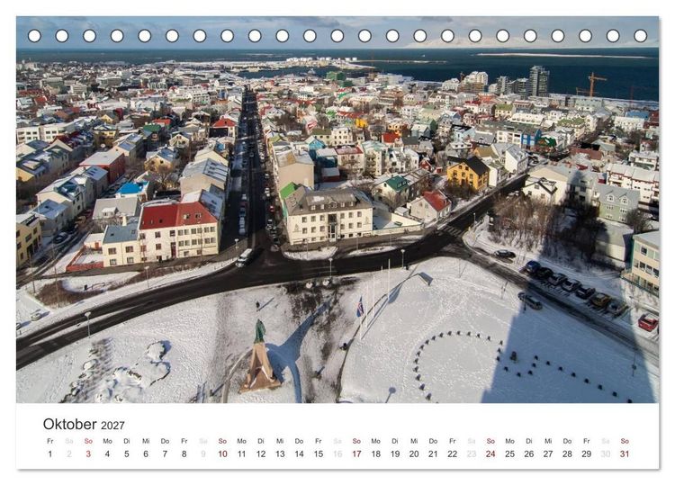 Produktbild: Reykjav&igrave;k 64&deg; 08' N (Tischkalender 2027 DIN A5 quer), CALVENDO Monatskalender
