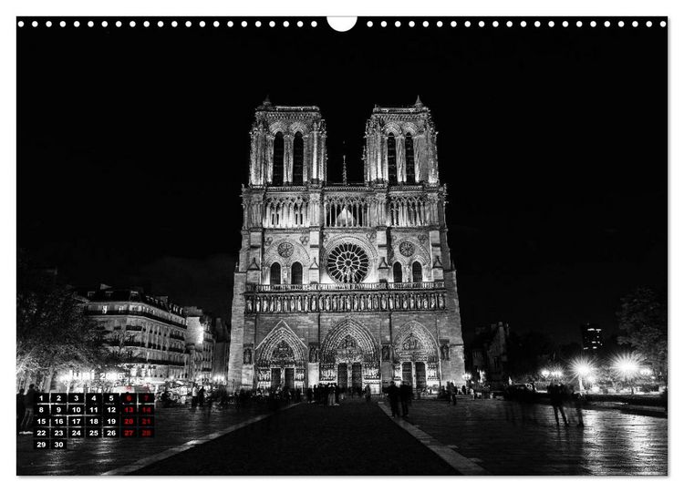 Produktbild: Paris-Impressionen in Schwarz-Wei&szlig; (Wandkalender 2026 DIN A3 quer), CALVENDO Monatskalender