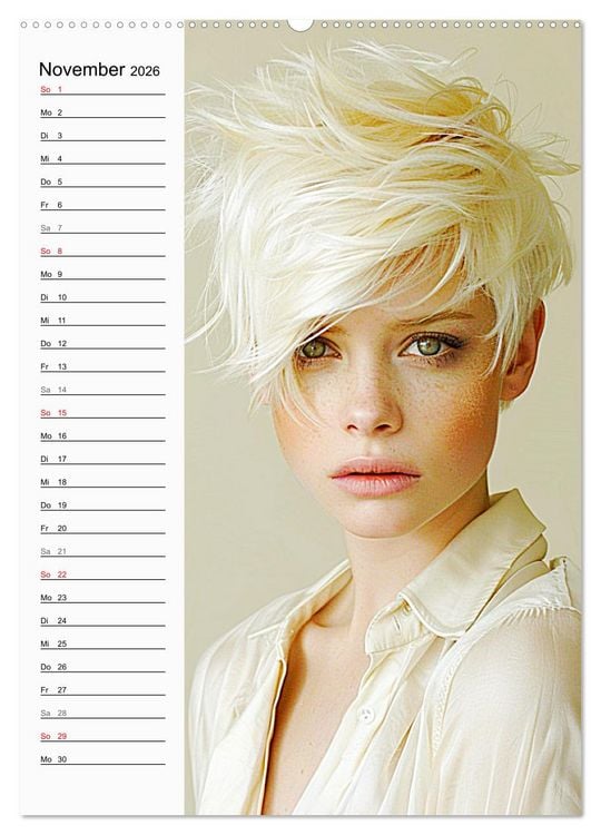 Produktbild: Kurzhaarschnitte. Zeitlose und sch&ouml;ne Schnitte f&uuml;r kurze Haare (Wandkalender 2026 DIN A2 hoch), CALVENDO Monatskalender