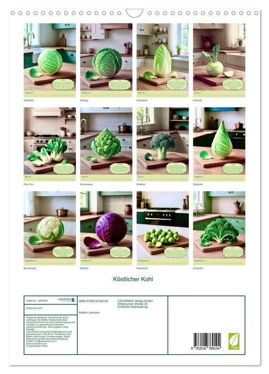 Produktbild: K&ouml;stlicher Kohl (Wandkalender 2027 DIN A3 hoch), CALVENDO Monatskalender