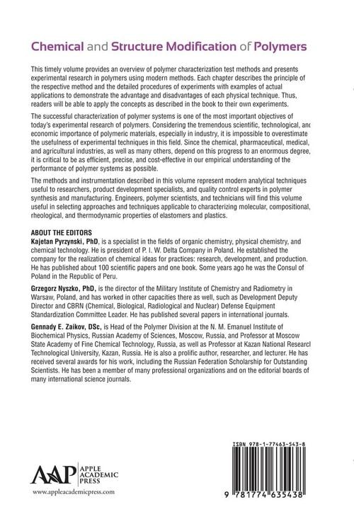 Produktbild: Chemical and Structure Modification of Polymers