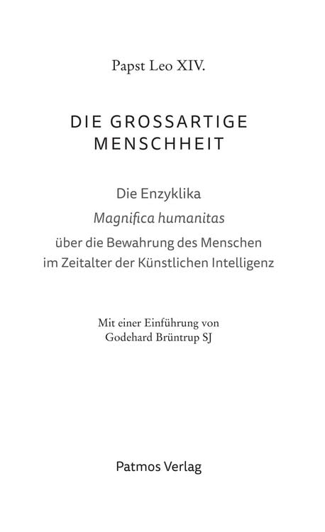 Produktbild: Magnifica humanitas: Die gro&szlig;artige Menschheit