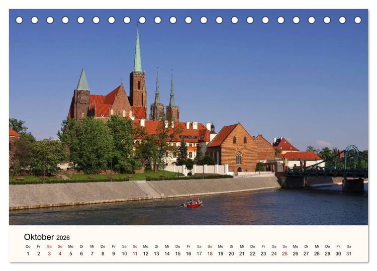 Produktbild: Die Dominsel - Historisches Zentrum der Stadt Breslau (Tischkalender 2026 DIN A5 quer), CALVENDO Monatskalender