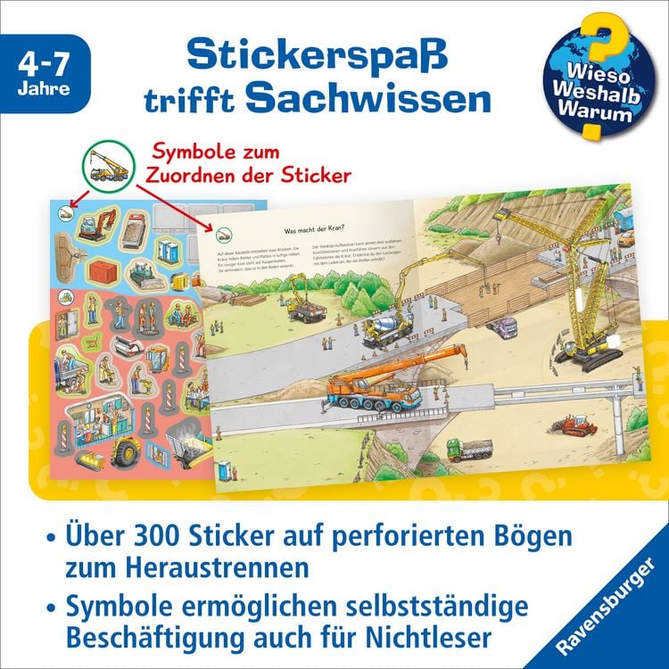 Produktbild: Wieso? Weshalb? Warum? Stickerheft - Fahrzeuge auf der Baustelle