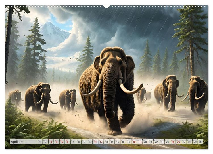 Produktbild: Im urzeitlichen Reich des Mammuts (hochwertiger Premium Wandkalender 2026 DIN A2 quer), Kunstdruck in Hochglanz