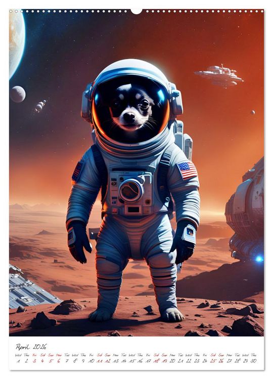 Produktbild: Chihuahua Adventure in Space (Wall Calendar 2026 DIN A2 portrait), CALVENDO 12 Month Wall Calendar