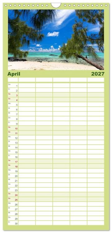 Produktbild: Familienplaner 2027 - Mauritius mit 5 Spalten (Wandkalender, 21 x 45 cm) CALVENDO