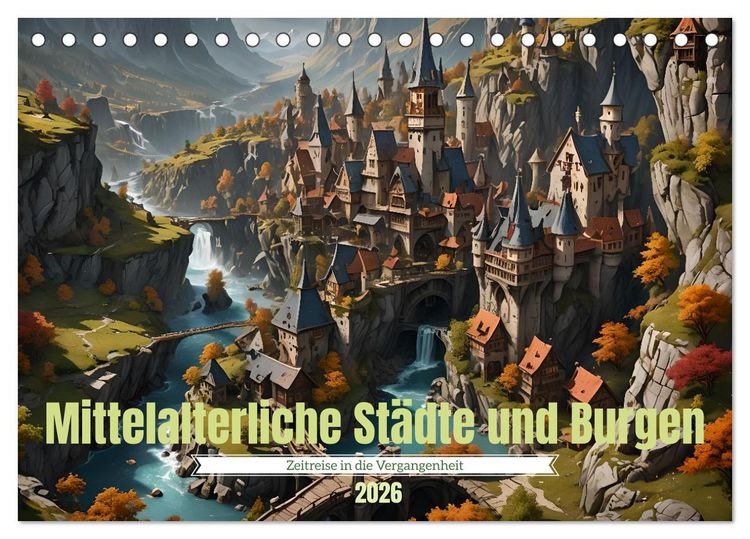 Produktbild: Mittelalterliche St&auml;dte und Burgen (Tischkalender 2026 DIN A5 quer), CALVENDO Monatskalender