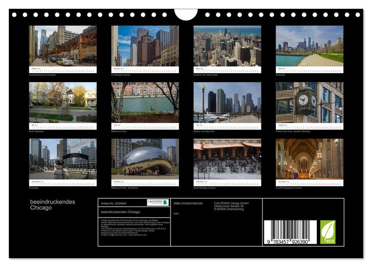 Produktbild: beeindruckendes Chicago (Wandkalender 2026 DIN A4 quer), CALVENDO Monatskalender