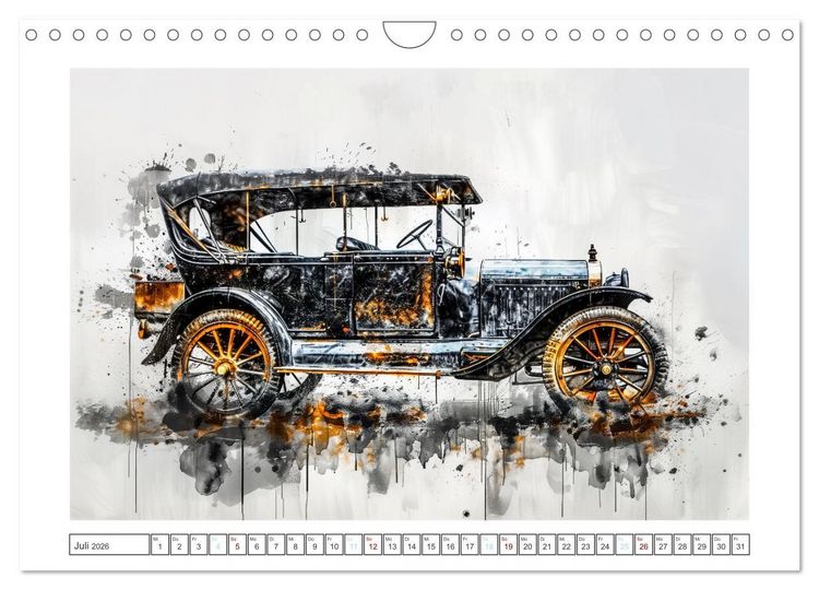 Produktbild: Aquarell Oldtimer (Wandkalender 2026 DIN A4 quer), CALVENDO Monatskalender