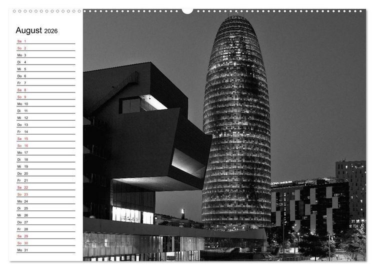 Produktbild: Barcelona Schwarz / Wei&szlig; Impressionen (hochwertiger Premium Wandkalender 2026 DIN A2 quer), Kunstdruck in Hochglanz