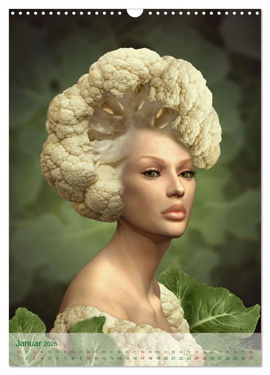 Produktbild: Zum Anbeissen - surreale Frauenportraits mit Obst und Gem&uuml;se (Wandkalender 2026 DIN A3 hoch), CALVENDO Monatskalender
