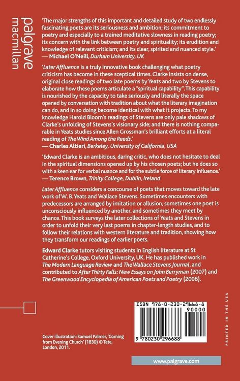 Produktbild: The Later Affluence of W. B. Yeats and Wallace Stevens