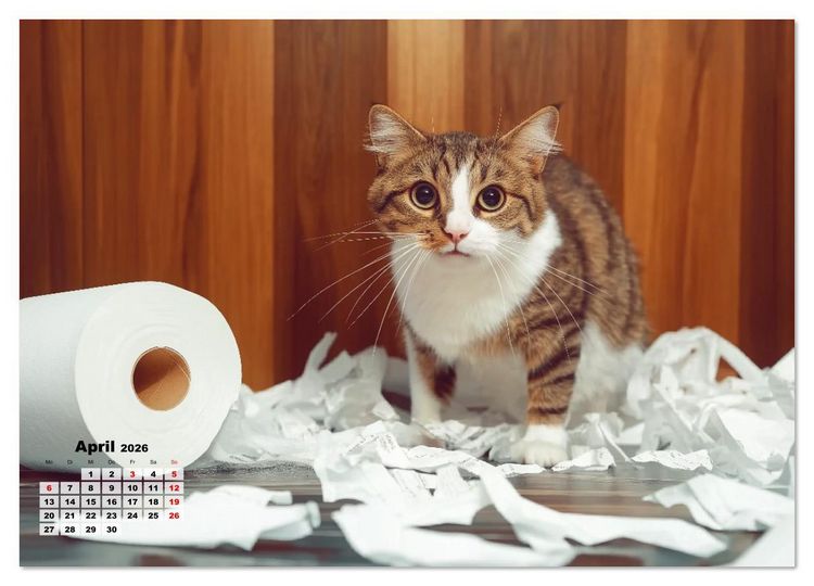 Produktbild: Momente eines Katzenbesitzers - Chaos der Samtpfoten (Wandkalender 2026 DIN A2 quer), CALVENDO Monatskalender