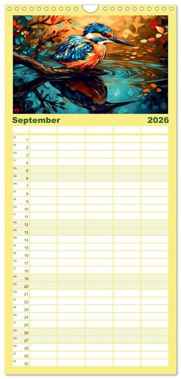 Produktbild: Familienplaner 2026 - Flieg und trag die Farben ins Licht mit 5 Spalten (Wandkalender, 21 x 45 cm) CALVENDO