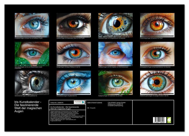 Produktbild: Iris Kunstkalender - Die faszinierende Welt der magischen Augen (Wandkalender 2026 DIN A2 quer), CALVENDO Monatskalender