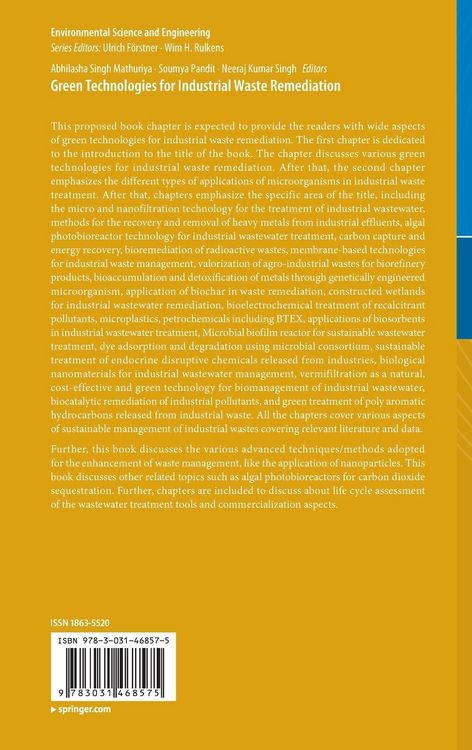 Produktbild: Green Technologies for Industrial Waste Remediation