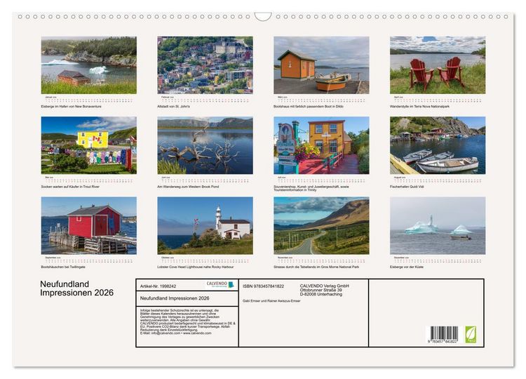 Produktbild: Neufundland Impressionen 2026 (Wandkalender 2026 DIN A2 quer), CALVENDO Monatskalender