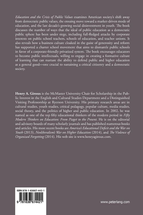 Produktbild: Education and the Crisis of Public Values