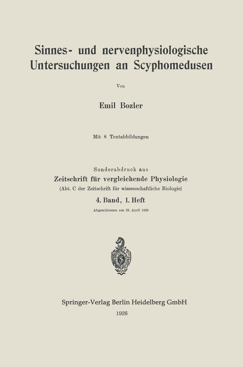 Produktbild: Sinnes- und nervenphysiologische Untersuchungen an Scyphomedusen