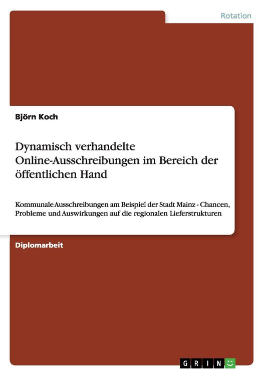 Produktbild: Dynamisch verhandelte Online-Ausschreibungen im Bereich der &ouml;ffentlichen Hand
