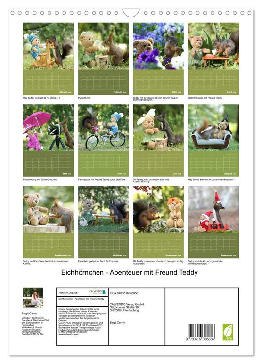 Produktbild: Eichh&ouml;rnchen - Abenteuer mit Freund Teddy (Wandkalender 2026 DIN A3 hoch), CALVENDO Monatskalender