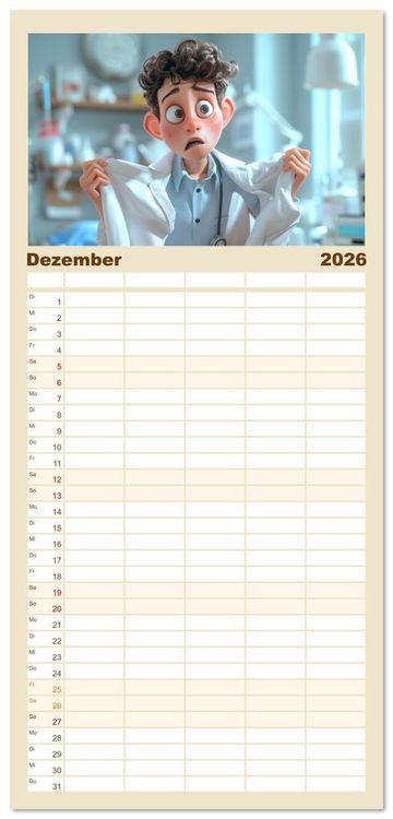 Produktbild: Familienplaner 2026 - Nur ein paar Semester Medizin mit 5 Spalten (Wandkalender, 21 x 45 cm) CALVENDO