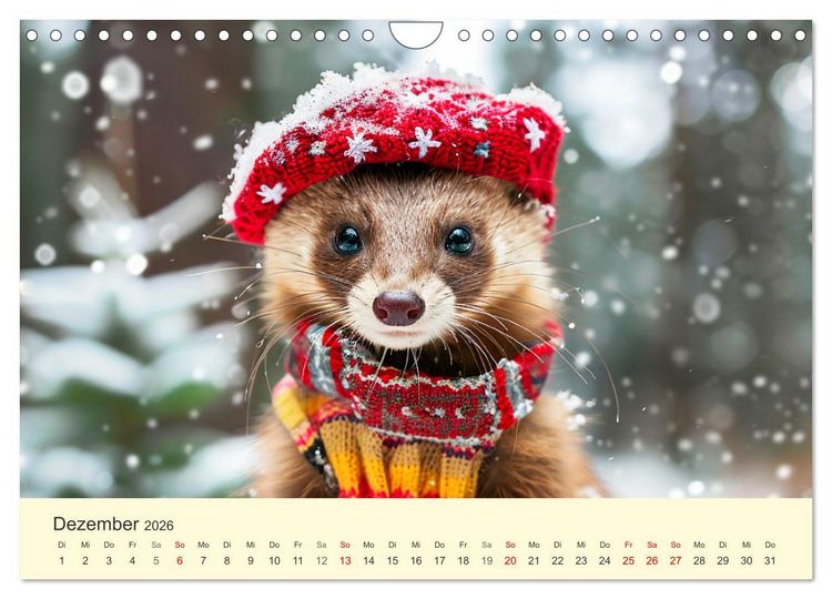 Produktbild: Kecke Marder. Charmante und niedliche Fashion-Ikonen (Wandkalender 2026 DIN A4 quer), CALVENDO Monatskalender
