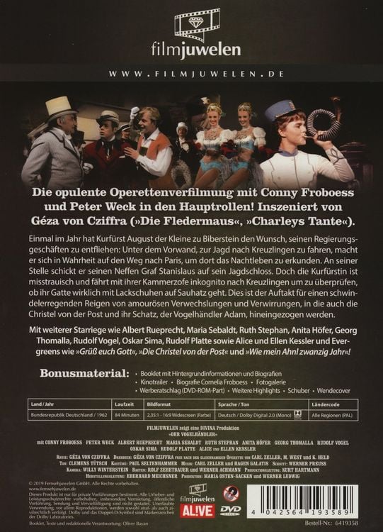 Produktbild: Der Vogelhändler (mit Conny Froboess) (Filmjuwelen)