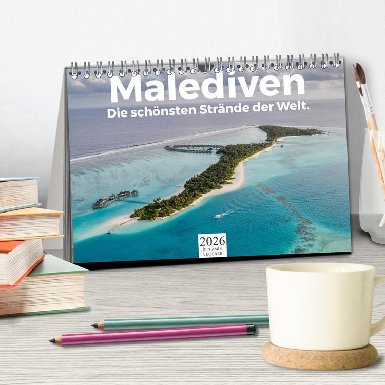 Produktbild: Malediven - Die sch&ouml;nsten Str&auml;nde der Welt. (Tischkalender 2026 DIN A5 quer), CALVENDO Monatskalender