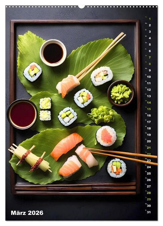 Produktbild: K&ouml;stliches Sushi (hochwertiger Premium Wandkalender 2026 DIN A2 hoch), Kunstdruck in Hochglanz