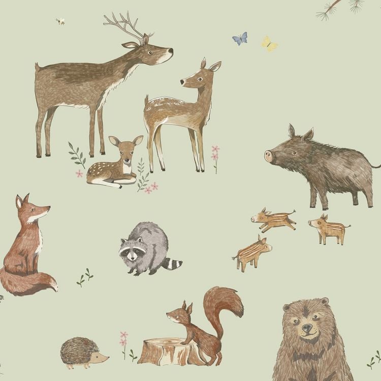 Produktbild: Scriptum Schreibtischunterlage f&uuml;r Kinder Waldtiere Woodland gr&uuml;n - 60 x 40 cm, aus premium Vinyl