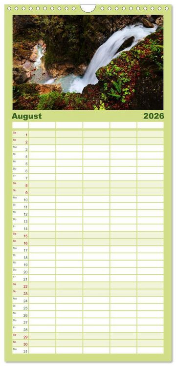 Produktbild: Familienplaner 2026 - Naturschauspiel Zillertaler Wasser mit 5 Spalten (Wandkalender, 21 x 45 cm) CALVENDO