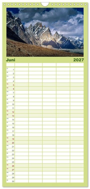 Produktbild: Familienplaner 2027 - Berge des Karakorum mit 5 Spalten (Wandkalender, 21 x 45 cm) CALVENDO