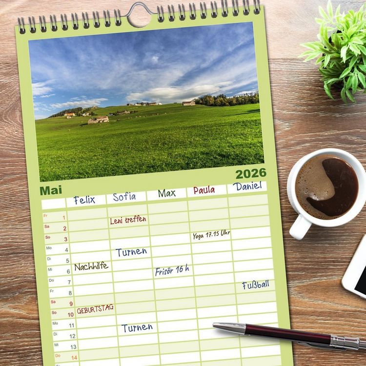 Produktbild: Familienplaner 2026 - Appenzellerland mit 5 Spalten (Wandkalender, 21 x 45 cm) CALVENDO