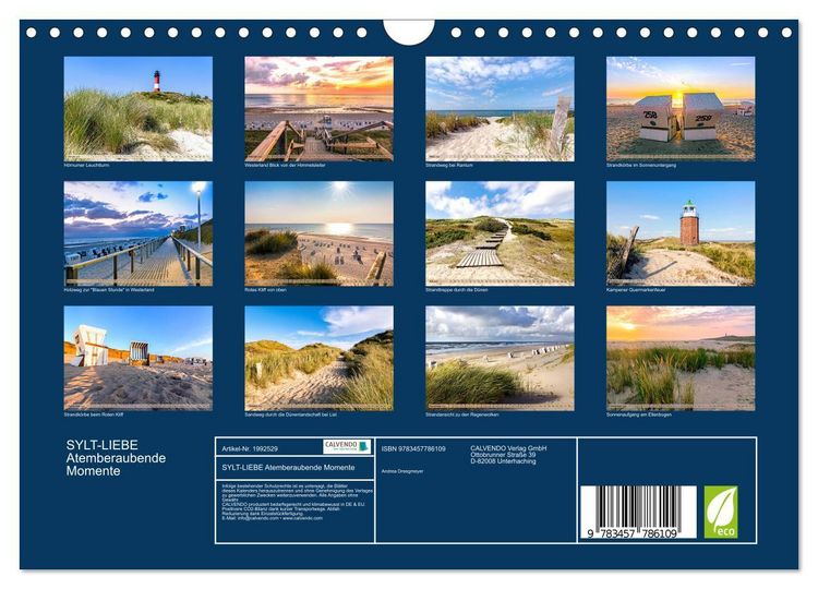 Produktbild: SYLT-LIEBE Atemberaubende Momente (Wandkalender 2026 DIN A4 quer), CALVENDO Monatskalender