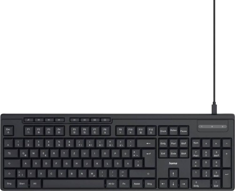 Produktbild: Hama CK-200 USB Tastatur Deutsch, QWERTZ Schwarz Multimediatasten