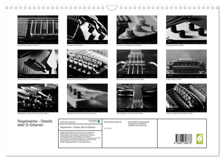 Produktbild: Regelwerke - Details alter E-Gitarren (Wandkalender 2026 DIN A3 quer), CALVENDO Monatskalender