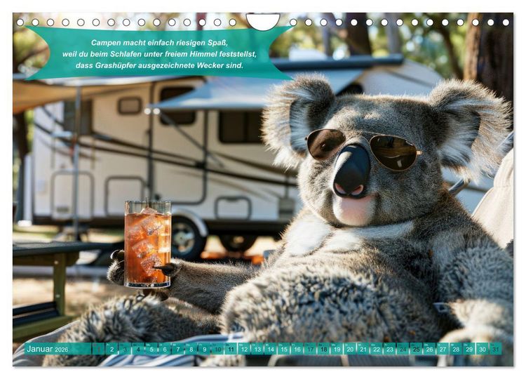 Produktbild: Der tierisch lustige Camping-Kalender (Wandkalender 2026 DIN A4 quer), CALVENDO Monatskalender