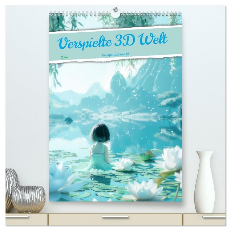Produktbild: Verspielte 3D Welt - Im japanischen Stil (hochwertiger Premium Wandkalender 2026 DIN A2 hoch), Kunstdruck in Hochglanz